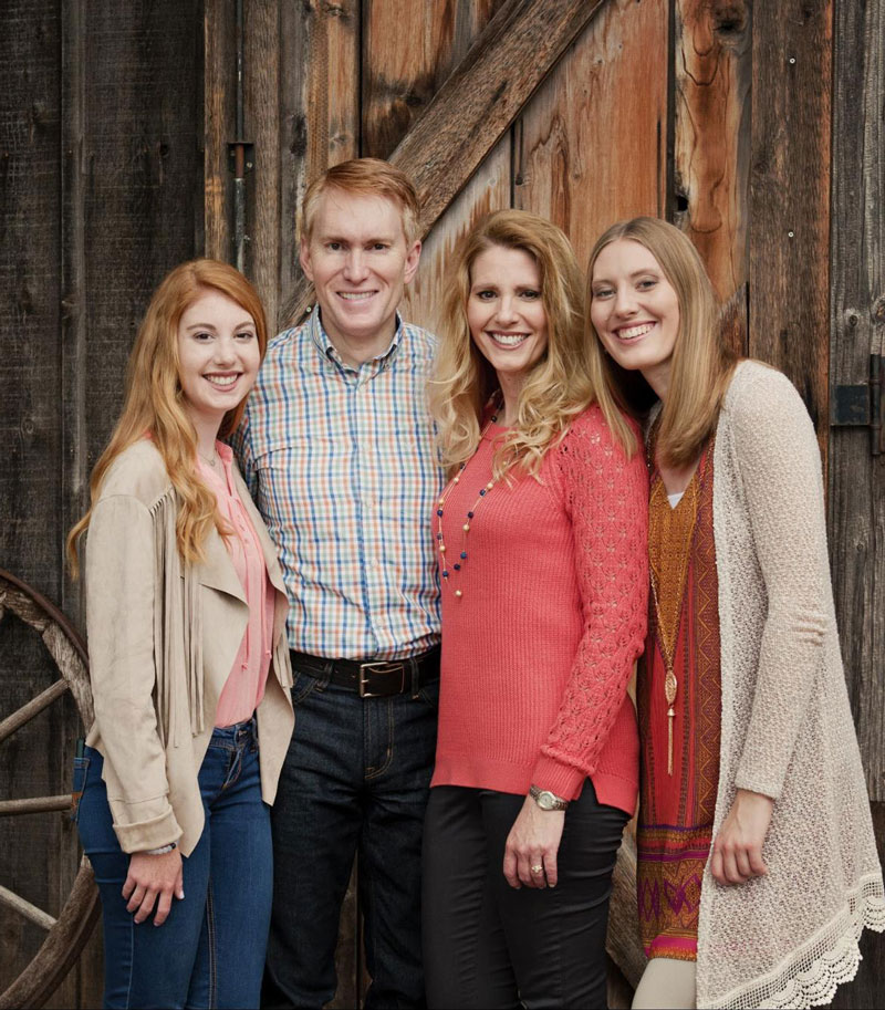 Senator James Lankford and his wife and daughters